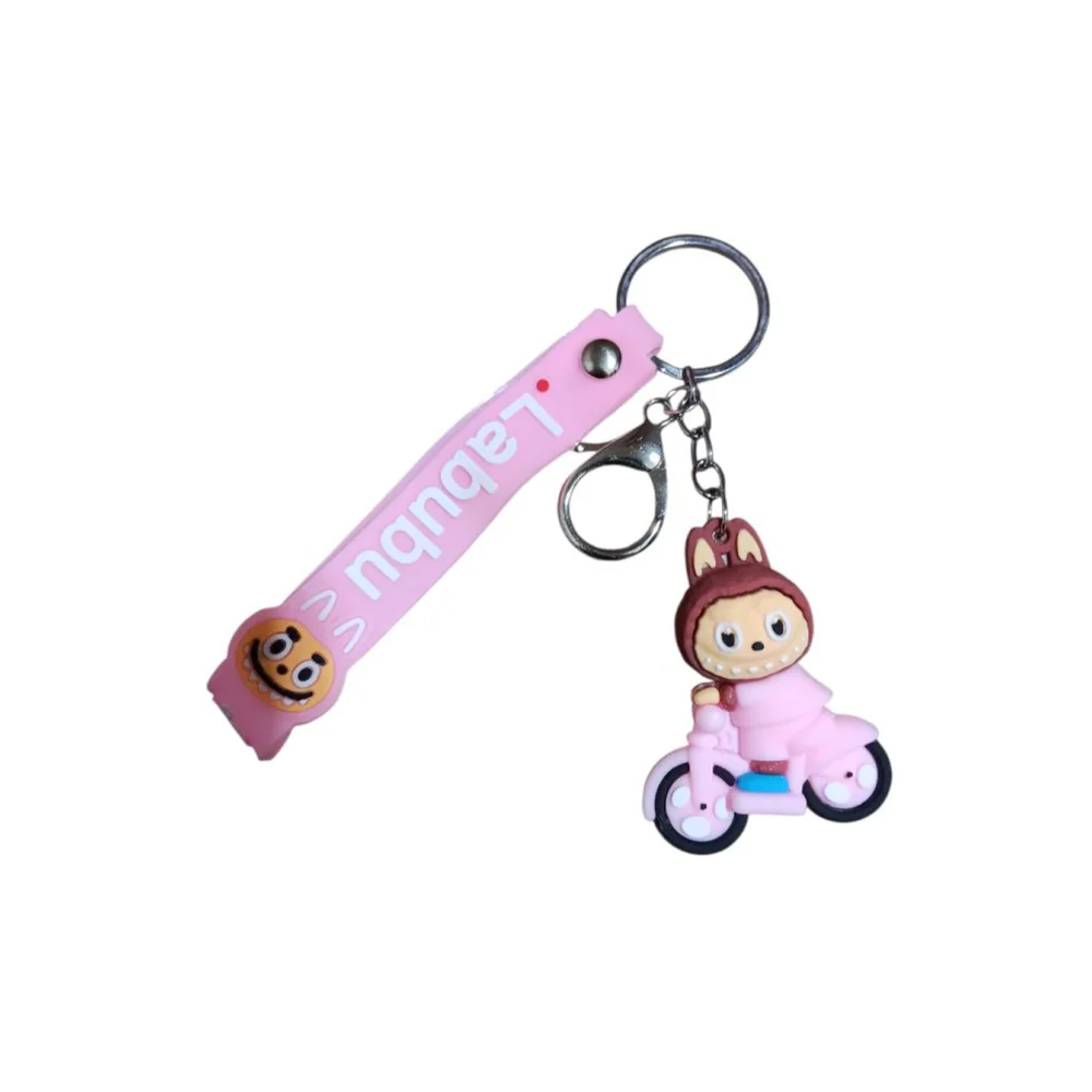 Labubu Inspired Motorcycle Keychain in Pink